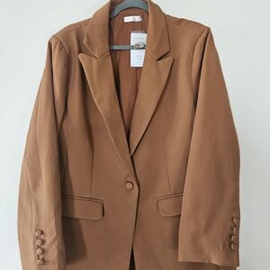 Women's Tan Single-Button Tailored Blazer